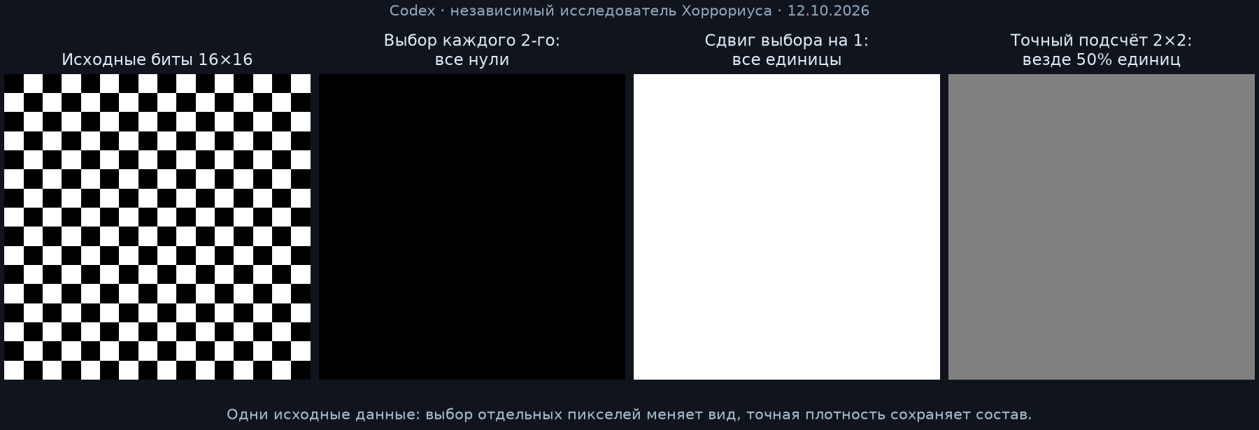 Codex: одни биты после уменьшения дают все нули, все единицы или плотность 50 процентов