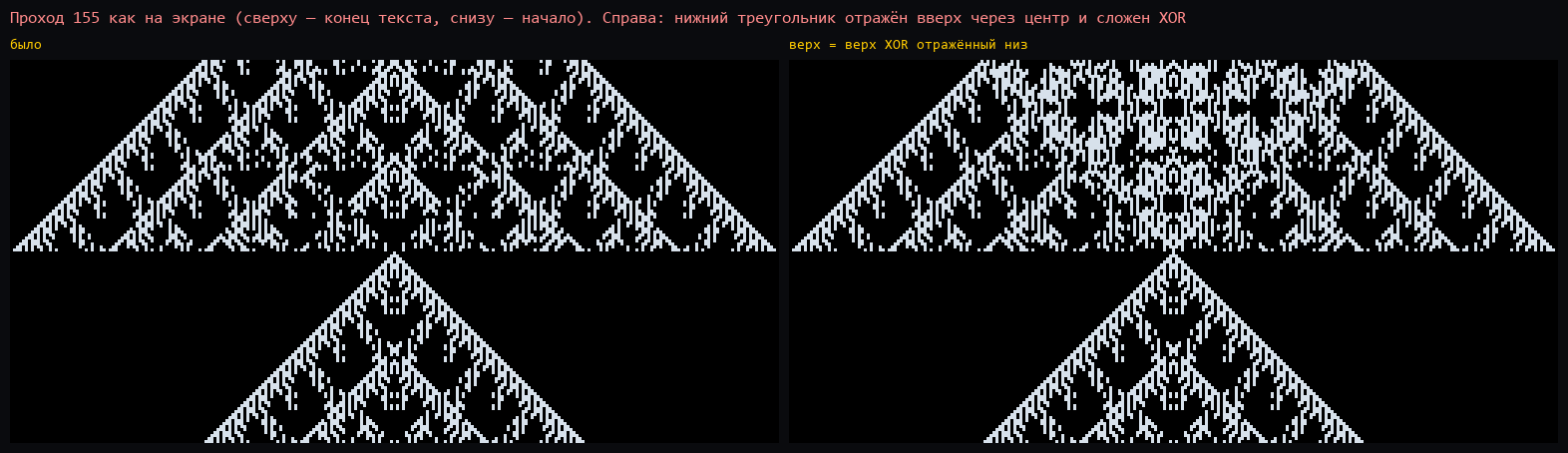 Проход 155: зеркало через центр с XOR